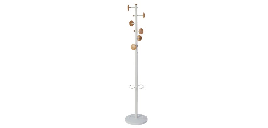 Appendiabiti a 6 ganci Music + 3 miniganci 175cm - bianco/legno - Alba