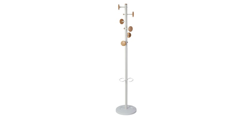 Appendiabiti a 6 ganci Music + 3 miniganci 175cm - bianco/legno - Alba