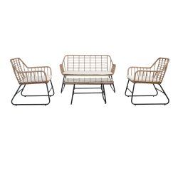 Salotto Cebu - polyrattan naturale - Garden Friend - set 4 elementi