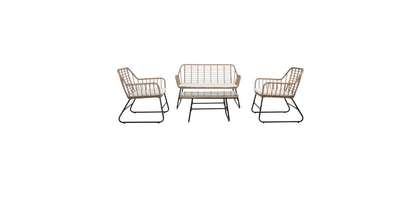 Salotto Cebu - polyrattan naturale - Garden Friend - set 4 elementi