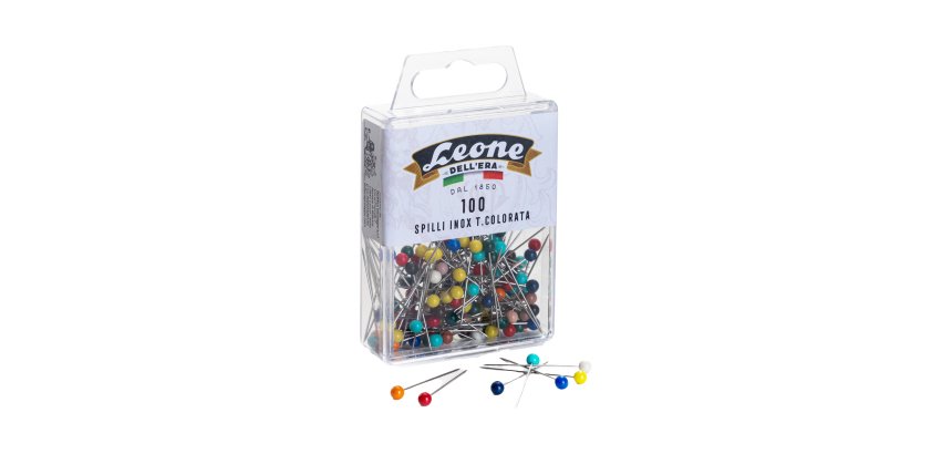 Spillo con testa di plastica colorata - inox - Leone - conf. 100 pezzi