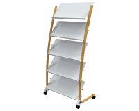 Portariviste da terra - 5 tasche - 51,5 x 83 x 163,3 cm - legno/ABS - bianco - Alba