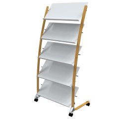 Portariviste da terra - 5 tasche - 36 x 86 x 165 cm - legno/ABS - bianco - Alba