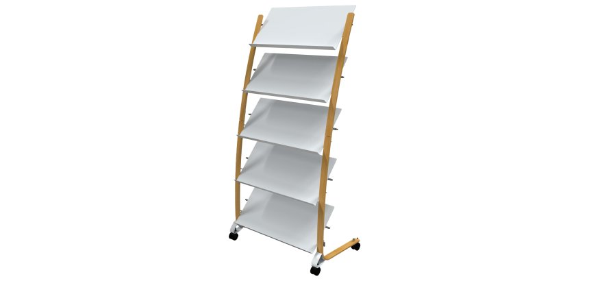 Portariviste da terra - 5 tasche - 51,5 x 83 x 163,3 cm - legno/ABS - bianco - Alba