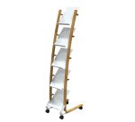 Portariviste da terra - 5 tasche - 34 x 50 x 165 cm - legno/ABS - bianco - Alba