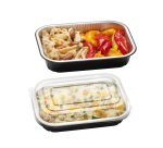 Contenitore alluminio stirato - c/ coperchio R-PET - 2 porzioni - 22 x 15 x 4,4 cm - Cuki Professional - conf. 25 pezzi