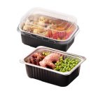 Contenitore alluminio stirato+coperchio in R-PET - 1 porzione - 17,8 x 13,6 x 4,5 cm - Cuki Professional - conf. 25 pezzi