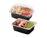 Contenitore alluminio stirato+coperchio in R-PET - 1 porzione - 17,8 x 13,6 x 4,5 cm - Cuki Professional - conf. 25 pezzi