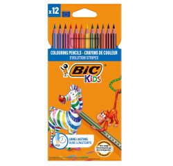 EN_Lapices de colores bic evolution stripes caja de 12 colores surtidos