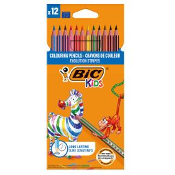 EN_Lapices de colores bic evolution stripes caja de 12 colores surtidos