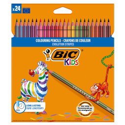 EN_Lapices de colores bic evolution stripes caja de 24 colores surtidos