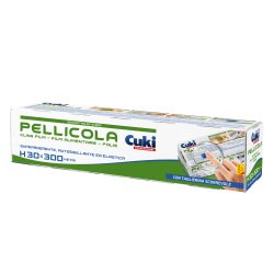 Roll pellicola trasparente - con seghetto - 300 mm x 300 m - PVC - Cuki Professional