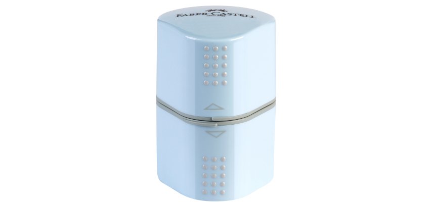 Temperamatite Grip 2001 con contenitore - 3 fori - sky blue - con doppio serbatoio - Faber-Castell