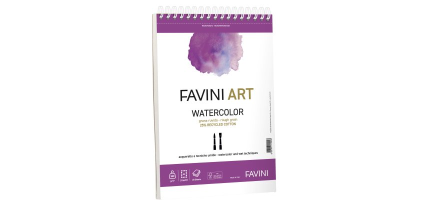 Album spiralato Watercolor - A4 - 300 gr - 20 fogli - Favini Art