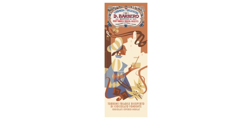 Tavoletta torrone friabile - ricoperto di cioccolato - in astuccio - 170 gr - Barbero
