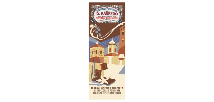 Tavoletta torrone morbido - ricoperto di cioccolato - in astuccio- 170 gr - Barbero