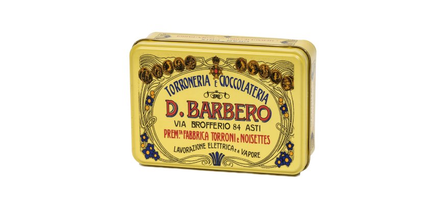 Scrigno regalo - con praline miste - 150 gr - metallo - giallo - Barbero