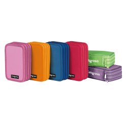 Astuccio Colors 3 zip - 13 x 20 x 7,5 cm - tessuto - colori assortiti - Colorosa