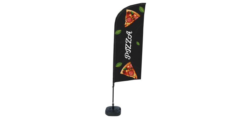 Bandiera a vela PIZZA - con base riempibile - 89 x 240 cm - Studio T