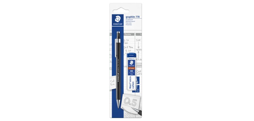 Portamine Grafite 778 - mina 0,5 mm - con astuccio 12 mine - fusto nero opaco - Staedtler