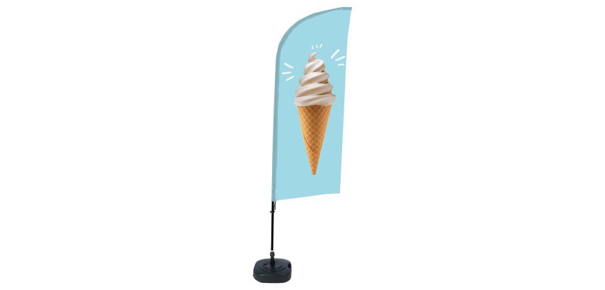 Bandiera a vela GELATO - con base riempibile - 89 x 240 cm - Studio T