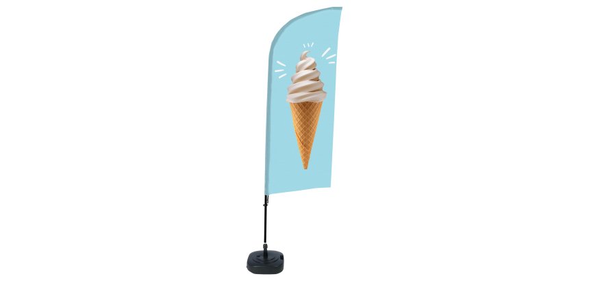 Bandiera a vela GELATO - con base riempibile - 89 x 240 cm - Studio T