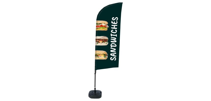Bandiera a vela SANDWICH - con base riempibile - 89 x 240 cm - Studio T