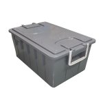 Cassa multiuso - con coperchio e manici - 58 x 38 x 26 cm - 40 L - PP - grigio scuro/grigio chiaro - Mobil Plastic