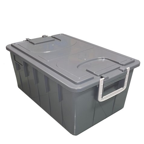 Cassa multiuso - con coperchio e manici - 58 x 38 x 26 cm - 40 L - PP - grigio scuro/grigio chiaro - Mobil Plastic