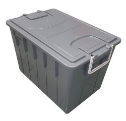 Cassa multiuso - con coperchio e manici - 58 x 38 x 38 cm - 60 L - PP - grigio scuro/grigio chiaro - Mobil Plastic