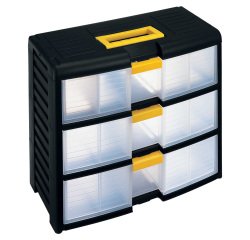 Cassettiera portautensili modulare Store-Age - 3 cassetti - con maniglia - 39,1 x 19,7 x 33,4 cm - PPL - trasparente/nero - Terry