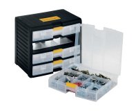 Cassettiera portautensili modulare Store-Age - 4 cassetti - con maniglia - 39,1 x 29 x 33,4 cm - PPL - trasparente/nero - Terry