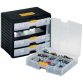 Cassettiera portautensili modulare Store-Age - 4 cassetti - con maniglia - 39,1 x 29 x 33,4 cm - PPL - trasparente/nero - Terry