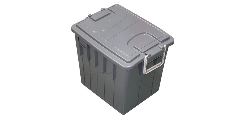 Cassa multiuso - con coperchio e manici - 38 x 28 x 30 cm - 20 L - PP - grigio scuro/grigio chiaro - Mobil Plastic