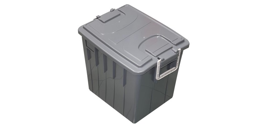 Cassa multiuso - con coperchio e manici - 38 x 28 x 30 cm - 20 L - PP - grigio scuro/grigio chiaro - Mobil Plastic