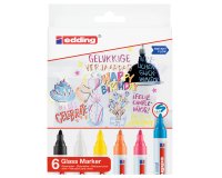 Marcatore per vetro 95 - punta tonda - da 1,5 a 3 mm - colori assortiti - Edding - conf. 6 pezzi