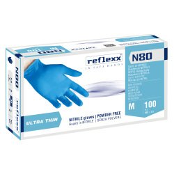 Guanti monouso Reflexx® N80 in nitrile azzurro, 100 unità