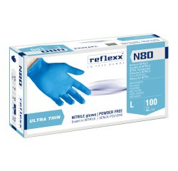 Guanti monouso Reflexx® N80 in nitrile azzurro, 100 unità