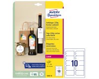 Cartellino stampabile - in cartoncino - con bordi tagliati lisci - laser - 90 x 50 mm - 10 cart/fg - 10 fogli - bianco - Avery