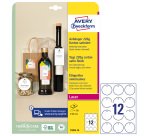 Cartellino stampabile - in cartoncino - con bordi lisci - laser - diametro 60 mm - 12 cart/fg - 10 fogli - bianco - Avery
