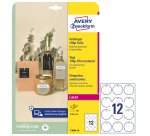 Cartellino stampabile resistente - plastica 190 µ -  laser - diametro 60 mm - 12 cart/fg - 10 fogli - bianco - Avery