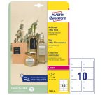 Cartellino stampabile resistente - plastica 190 µ - laser - 90 x 50 mm - 10 cart/fg - 10 fogli - bianco - Avery