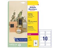 Cartellino stampabile resistente - plastica 190 µ - laser - 90 x 50 mm - 10 cart/fg - 10 fogli - bianco - Avery