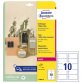 Cartellino stampabile resistente - plastica 190 mic - laser - 90 x 50 mm - 10 cart/fg - 10 fogli - bianco - Avery