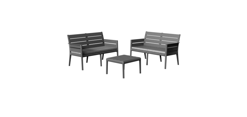 Salotto Panka - antracite - Grandsoleil - set 4 elementi