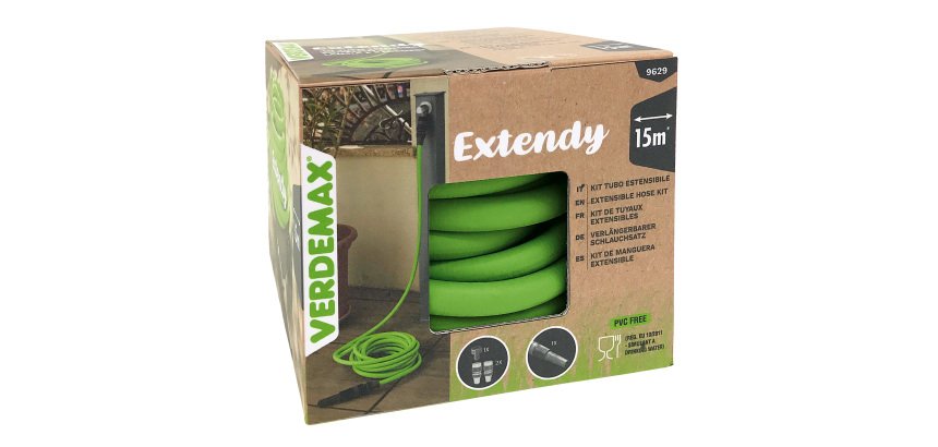 Tubo da giardno a 6 strati estensibile Extendy -15 m - TPE - verde - Verdemax