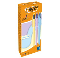 Penna sfera a scatto 4 Colori Pastel - 1.0 mm - Bic - conf. 12 pezzi