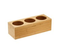 Portabottiglie con tre fori - 42 x15,5 x13 cm - bamboo - colore naturale - Leone