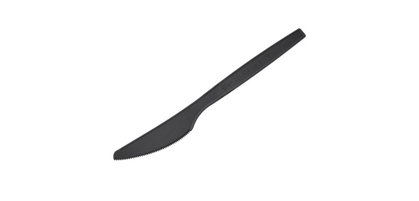 Coltello monouso in CPLA - 16 cm - nero - Leone - conf. 50 pezzi