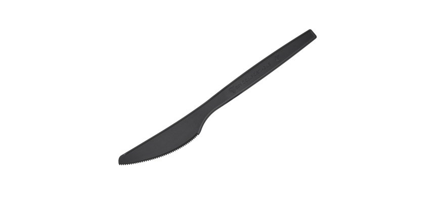 Coltello monouso in CPLA - 16 cm - nero - Leone - conf. 50 pezzi